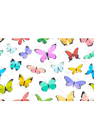 Colored Seamless Pattern Butterfly