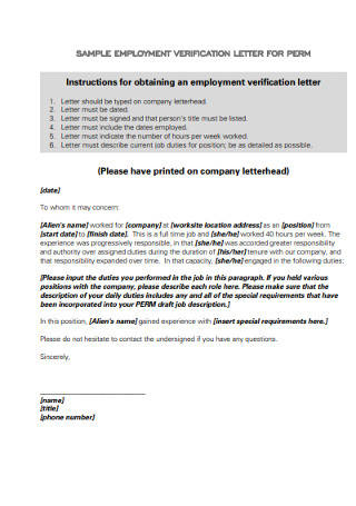 Company Employement Verification Letterr