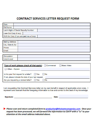 Contract Service Letter Request Form