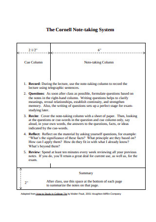 Cornell Note taking System