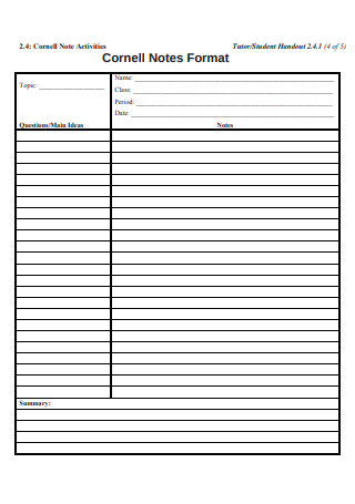 Cornell Notes Format