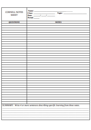 Cornell Notes Sheet in PDF
