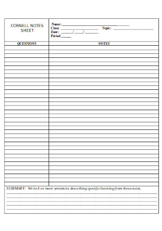 Cornell Notes Sheet