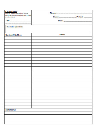 50  SAMPLE Cornell Note Templates in PDF MS Word
