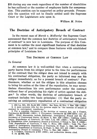 Doctrine of Anticipatory Breach of Contract