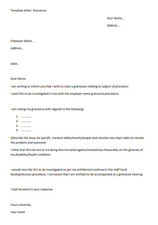 Grievance Letter Template Free from images.sample.net