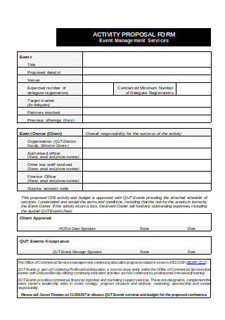 Event Management Proposal Form