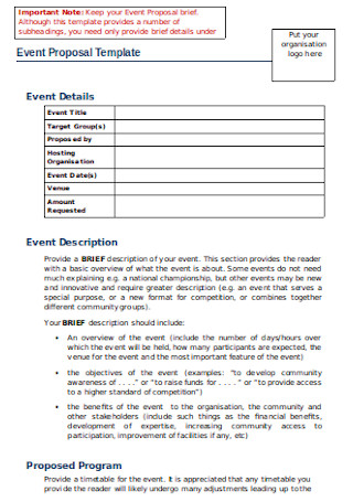 Event Proposal Template