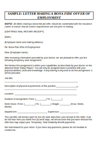 Formal Employement Offer Letter
