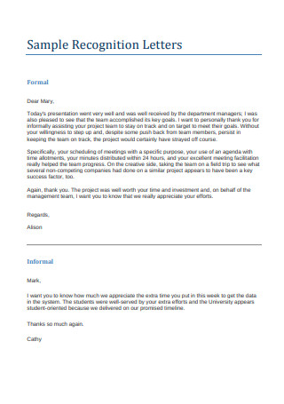 Formal Recognition Letter Template