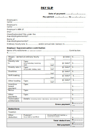 Free Pay Slip Template