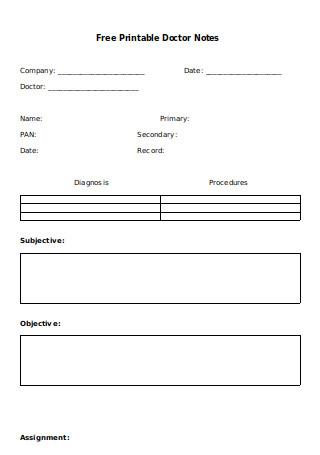 Free Printable Doctor Notes
