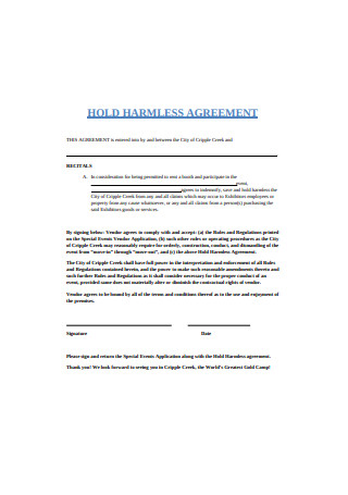 Generic Hold Harmless Agreement