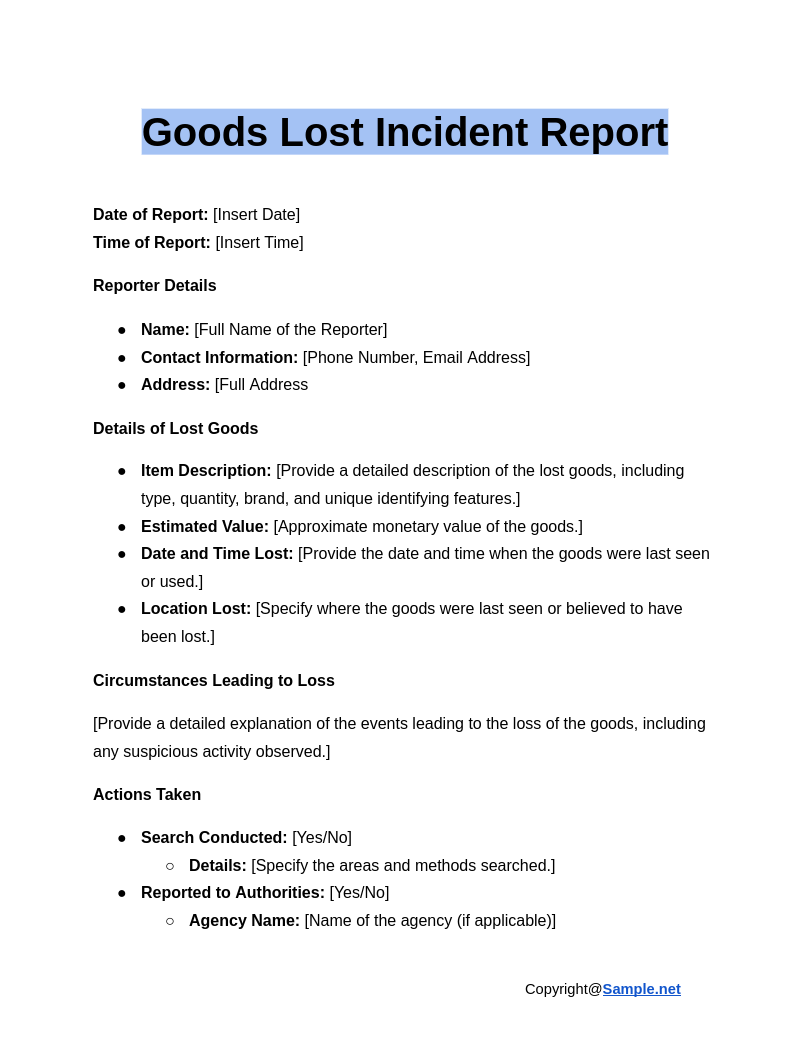 Goods Lost Incident Report Google Docs 01 03 2025 10 58 AM