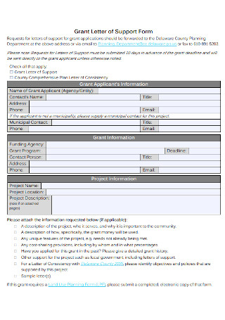 Grant Letter of Support Form