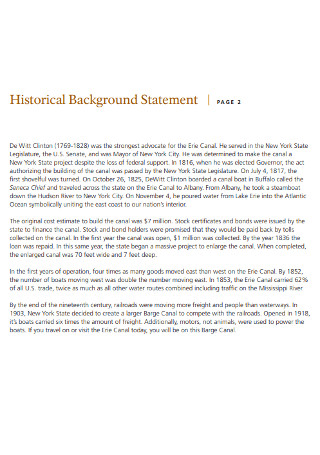 Historical Background Statement