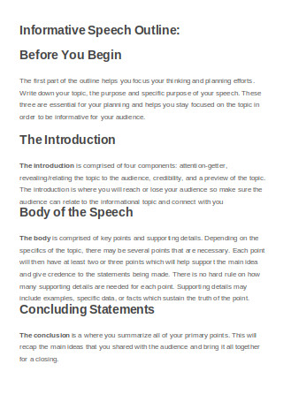 example informative speech outline