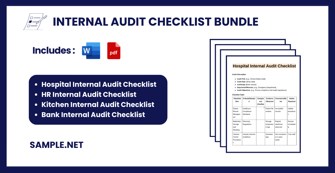 internal audit checklist bundle