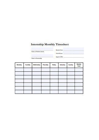 Internship Monthly Timesheet
