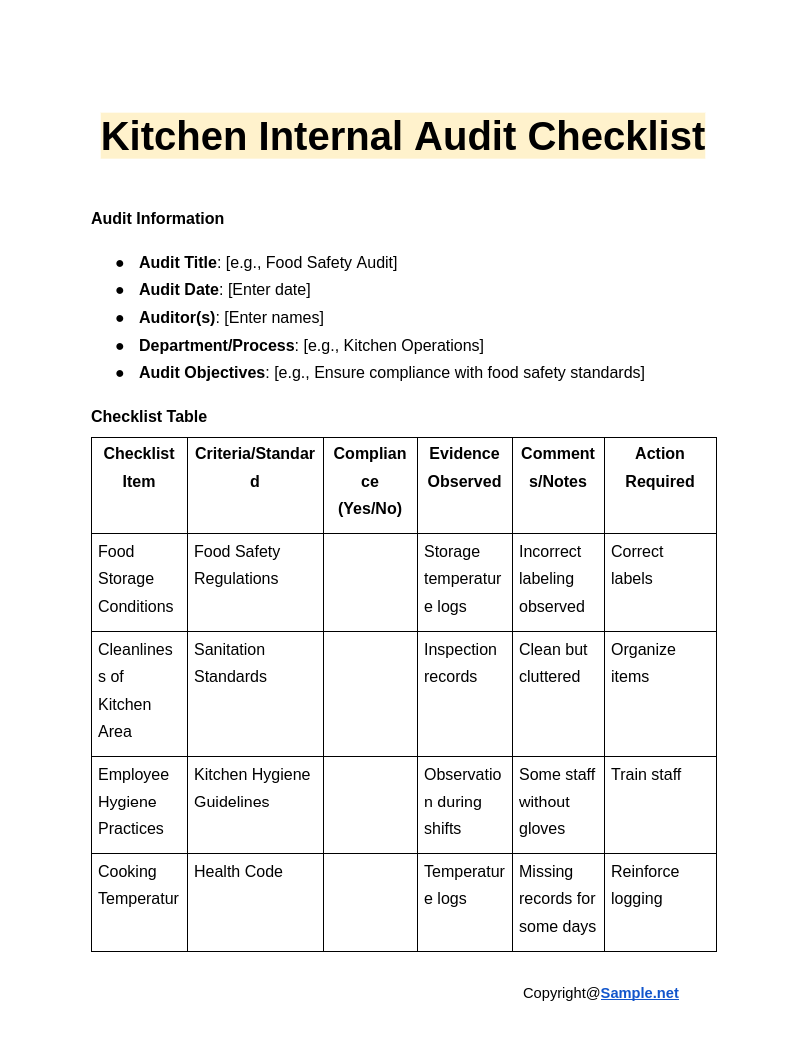 Kitchen Internal Audit Checklist Google Docs 01 03 2025 10 54 AM