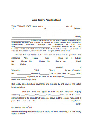Land Lease Agreement Example