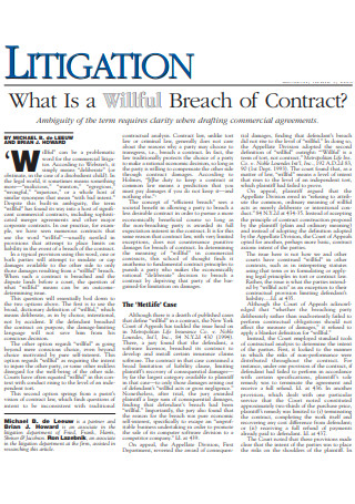 Litigation Breach of Contract