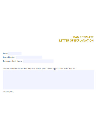 Loan Estimate letter of Extimation