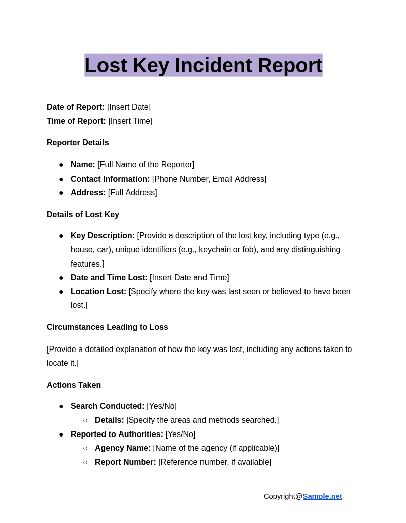 Lost Key Incident Report Google Docs 01 03 2025 10 58 AM