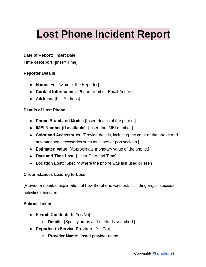 Lost Phone Incident Report Google Docs 01 03 2025 10 58 AM