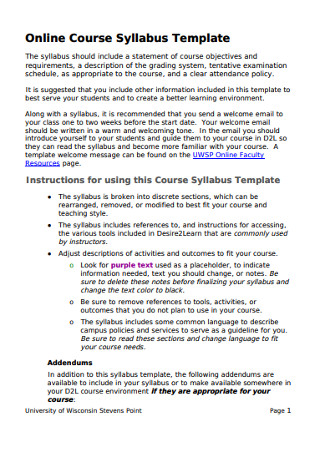 Online Course Syllabus Template