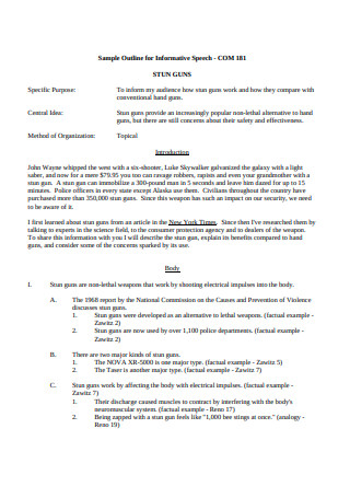 Outline for Informative Speech Template