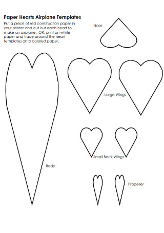 Paper Hearts Airplane Templates
