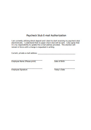 Paycheck Stub E mail Authorization