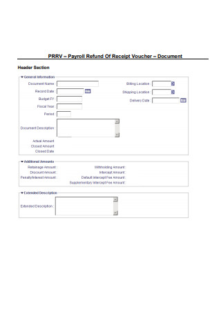 Payroll Refund of Receipt Voucher