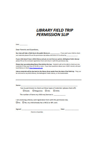 Permission Slip for Field Trip