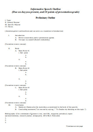 Preliminary Outline Template