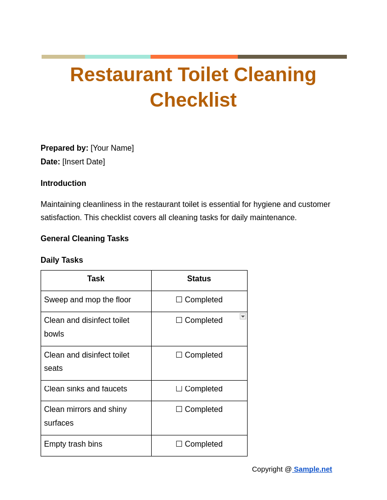 Restaurant Toilet Cleaning Checklist Google Docs 10 16 2024 10 37 AM