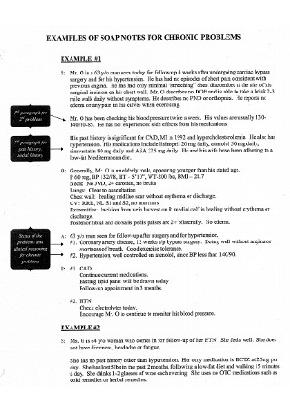SOAP Note for Chronic Problems Examples