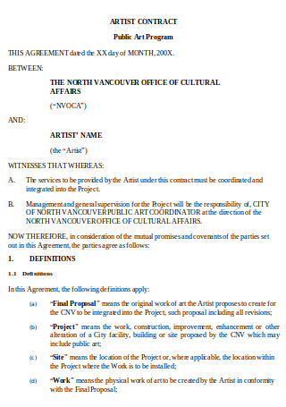 Sample Artists Contract