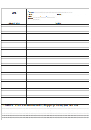 Sample Cornell Notes Template