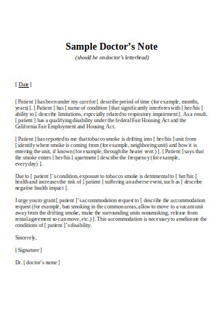 Sample Doctor’s Note