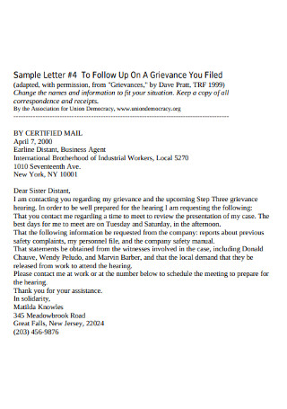 Sample Grievance Letter Template