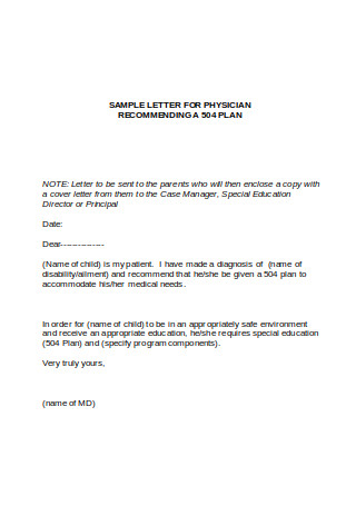 Sample Letter for Physician