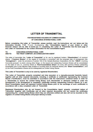Sample Letter of Transmittal