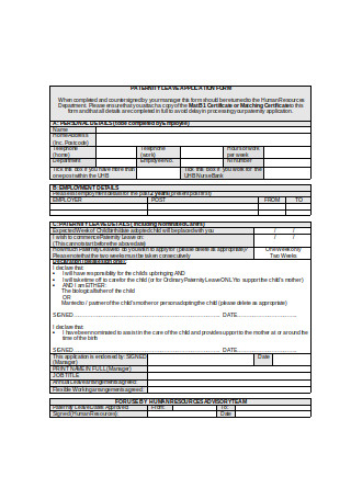 Sample Paternity Leave Application Form