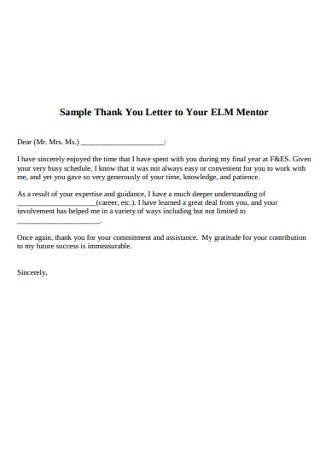 Sample Thank You Letter to Your Mentor