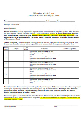 Sample Vacation Leave Request Form