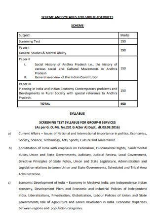 Scheme and Syllabus for Group Services Template