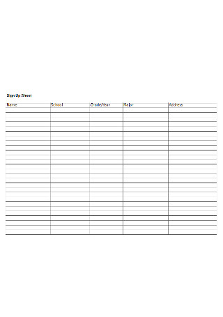 Sign Up Sheet Example