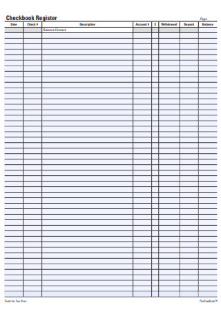 Simple Checkbook Register